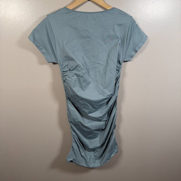 Blanqi Everyday Maternity Cap Sleeve Maternity Dress Size M/L Blue Crew Neck - Picture 3 of 8